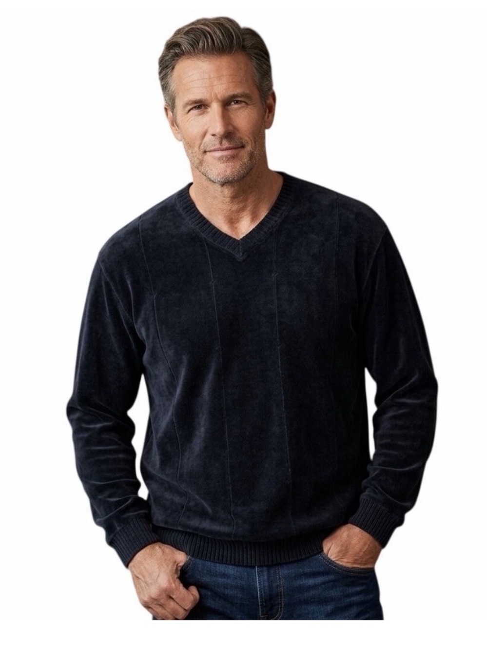 Tommy Bahama navy chenille mens‎ V-neck relaxed fit pullover XXL
